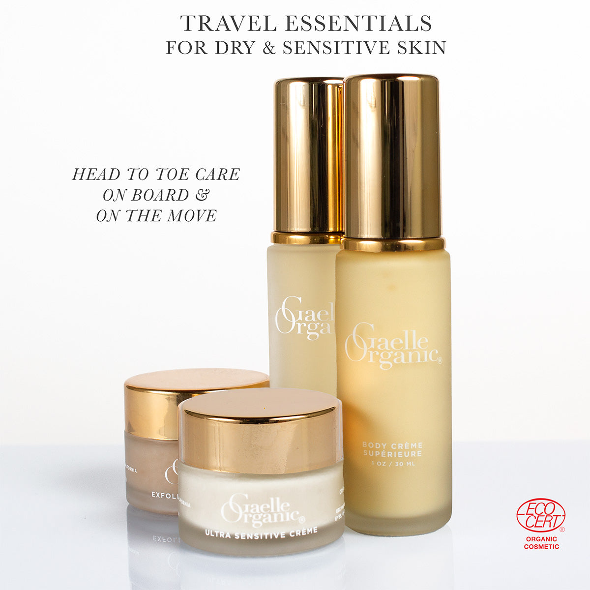 Travel care set for dry and sensitive skin