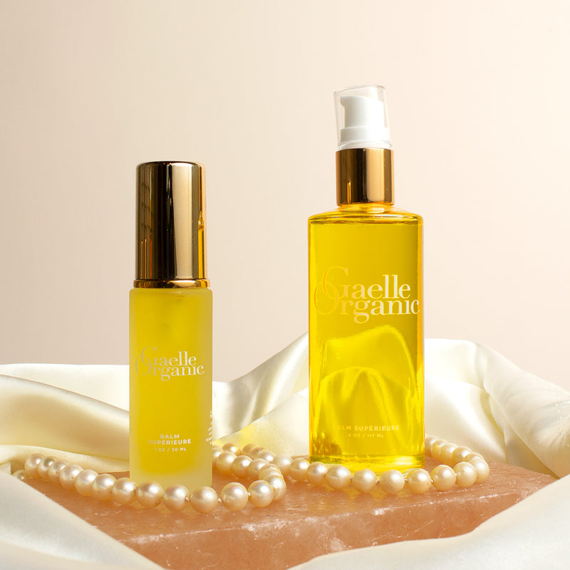 Travel and Full-Size Oil Cleanser On Rose Quartz With String Of Pearls