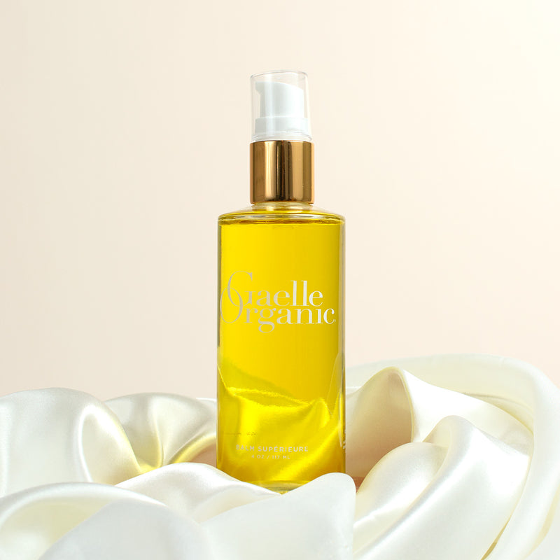 Balm Superieure, the best moisturizing cleanser for dry sensitive skin, with a silk scarf and light background