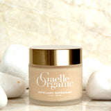 Exfoliant Superieure, a natural exfoliator, with rocks and a marble background