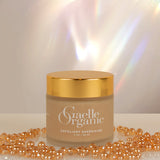 Exfoliant Superieure, an organic exfoliator for fine lines, with reflective beads on a prism background.