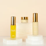 Travel size set of organic skincare for radiant skin